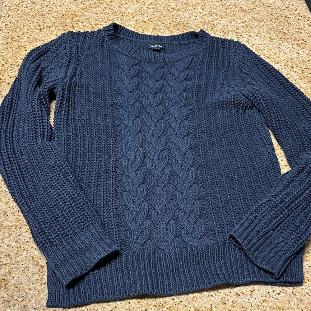 Nautica Women's Cable Knit Sweater - Deep Blue